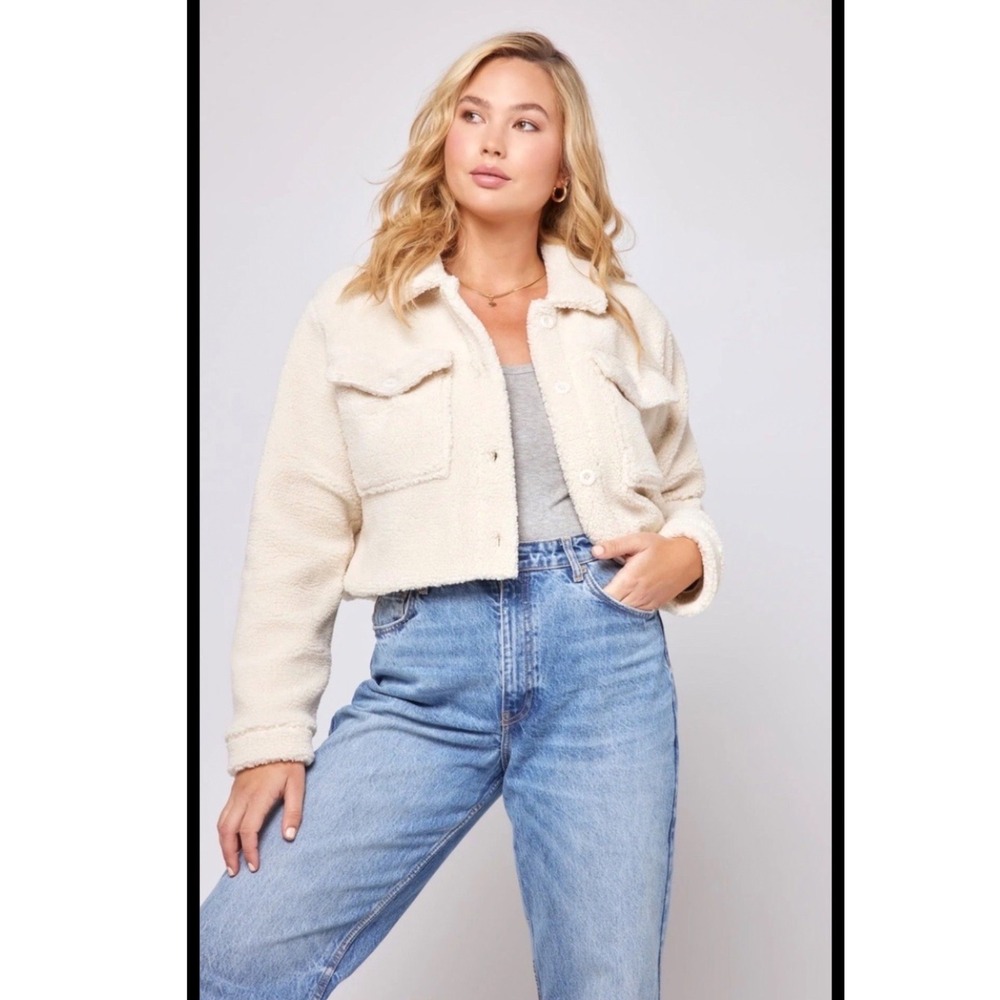 L*Space Sonoma Sherpa Cropped Jacket Small boho faux shearling minimalist